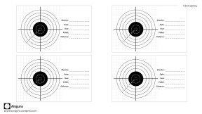 four shooters medium targets 0,5cm black circles
